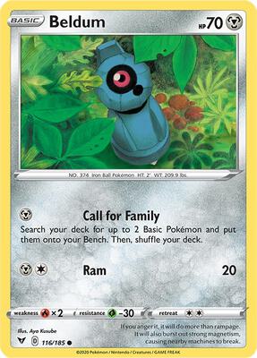 Beldum card from SWSH04: Vivid Voltage