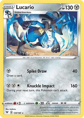 Lucario card from SWSH04: Vivid Voltage
