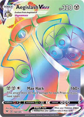 Aegislash VMAX (Secret) card from SWSH04: Vivid Voltage