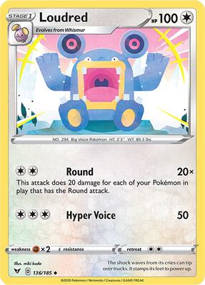 Loudred card from SWSH04: Vivid Voltage