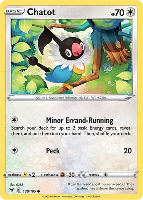 Chatot card from SWSH04: Vivid Voltage