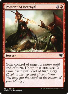Portent of Betrayal card from Commander Legends