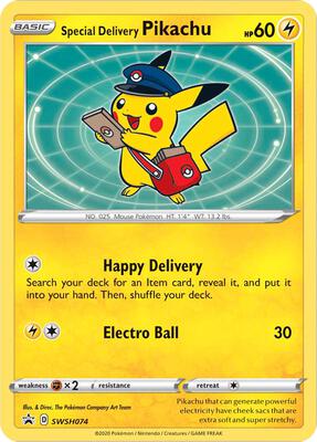 Special Delivery Pikachu - SWSH074 card from SWSH: Sword & Shield Promo Cards