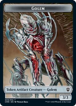 Golem // Rock Double-Sided Token card from Commander Legends