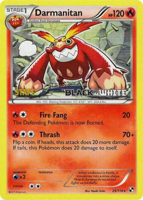 Darmanitan - 25/114 (Prerelease) [Staff] card from Black and White Promos