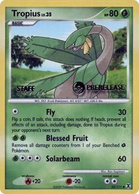 Tropius - 52/111 (Prerelease) [Staff] card from Nintendo Promos