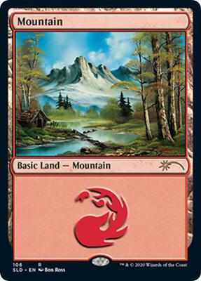 Mountain (106) (Bob Ross) card from Secret Lair Drop Series