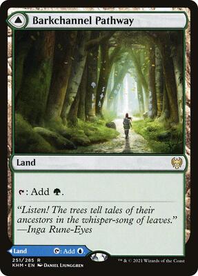 Barkchannel Pathway card from Kaldheim
