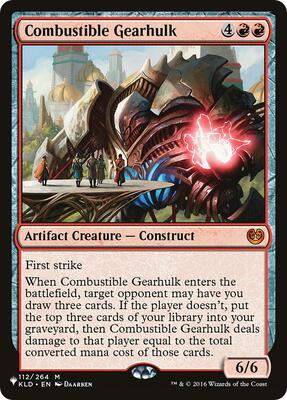 Combustible Gearhulk card from The List Reprints