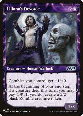 Liliana's Devotee (Showcase) card from The List Reprints
