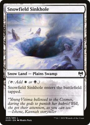 Snowfield Sinkhole card from Kaldheim