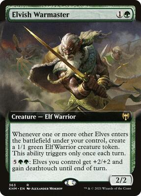 Elvish Warmaster (Extended Art) card from Kaldheim