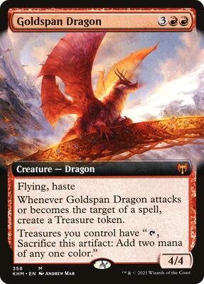 Goldspan Dragon (Extended Art) card from Kaldheim