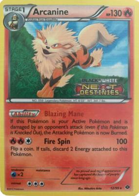 Arcanine - 12/99 (Prerelease) card from Black and White Promos
