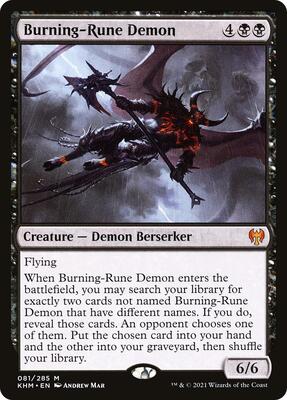 Burning-Rune Demon card from Kaldheim