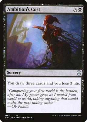 Ambition's Cost card from Commander: Kaldheim