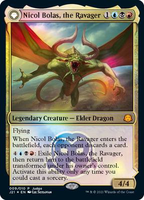 Nicol Bolas, the Ravager card from Judge Promos