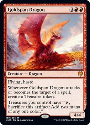 Goldspan Dragon card from Promo Pack: Kaldheim
