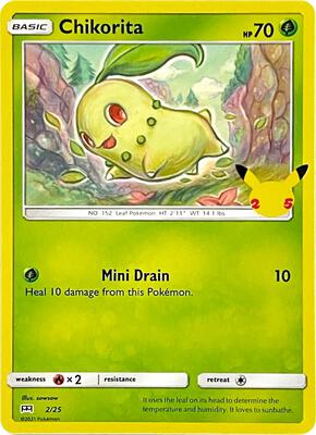 Chikorita - 2/25 card from McDonald's 25th Anniversary Promos