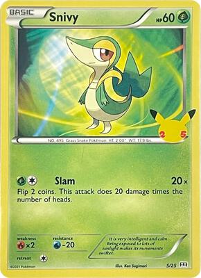Snivy - 5/25 card from McDonald's 25th Anniversary Promos
