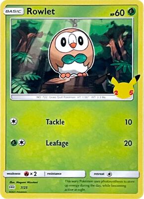 Rowlet - 7/25 card from McDonald's 25th Anniversary Promos