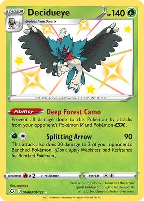 Decidueye card from Shining Fates: Shiny Vault