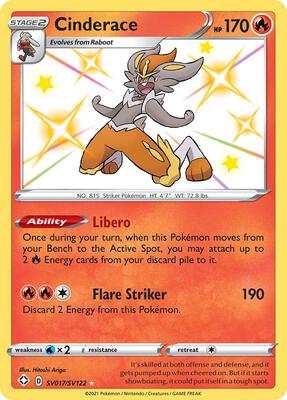 Cinderace card from Shining Fates: Shiny Vault