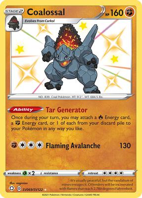 Coalossal card from Shining Fates: Shiny Vault