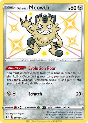 Galarian Meowth card from Shining Fates: Shiny Vault