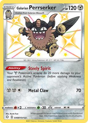 Galarian Perrserker card from Shining Fates: Shiny Vault