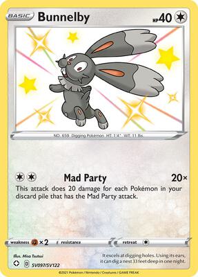 Bunnelby card from Shining Fates: Shiny Vault