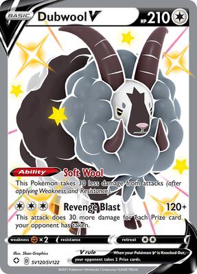 Dubwool V card from Shining Fates: Shiny Vault