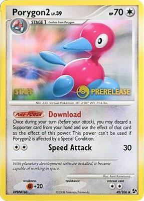 Porygon2 - 49/106 (Prerelease) [Staff] card from Diamond and Pearl Promos