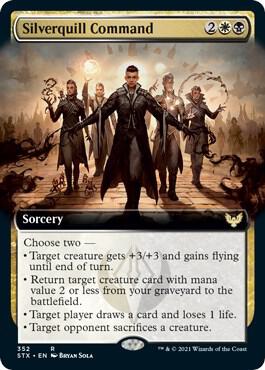 Silverquill Command (Extended Art) card from Strixhaven: School of Mages