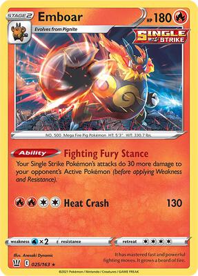 Emboar card from SWSH05: Battle Styles