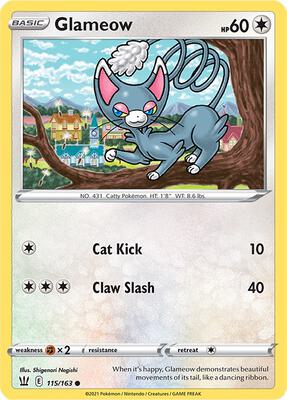 Glameow card from SWSH05: Battle Styles
