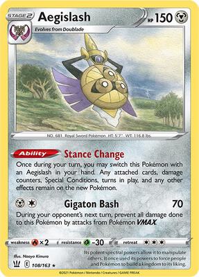 Aegislash (108) card from SWSH05: Battle Styles