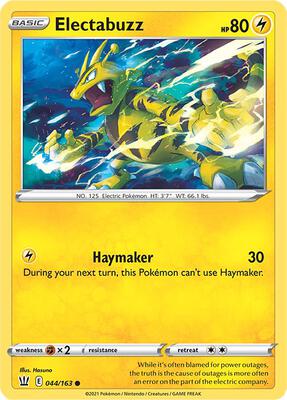 Electabuzz card from SWSH05: Battle Styles