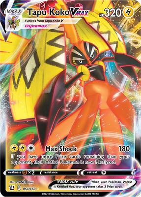 Tapu Koko VMAX card from SWSH05: Battle Styles