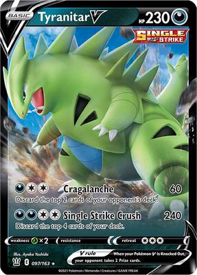 Tyranitar V card from SWSH05: Battle Styles