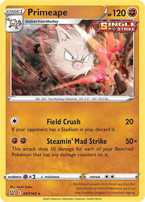Primeape card from SWSH05: Battle Styles