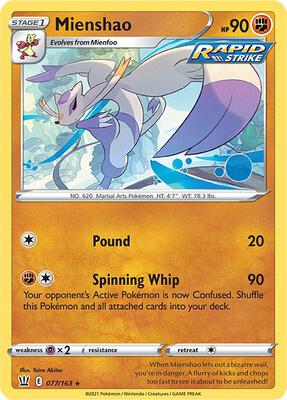 Mienshao card from SWSH05: Battle Styles