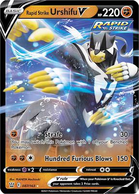 Rapid Strike Urshifu V card from SWSH05: Battle Styles