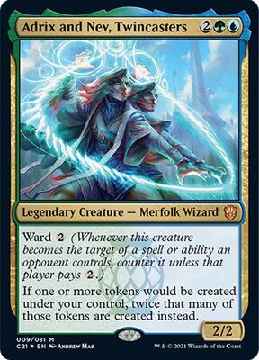 Adrix and Nev, Twincasters card from Commander 2021