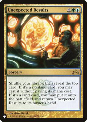 Unexpected Results card from The List Reprints