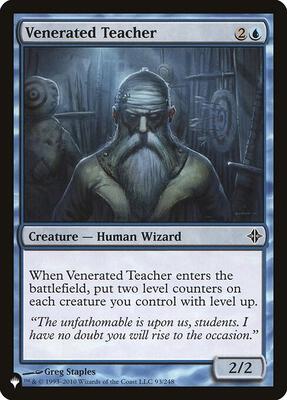 Venerated Teacher card from The List Reprints