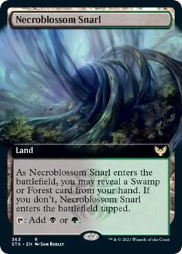 Necroblossom Snarl (Extended Art) card from Strixhaven: School of Mages