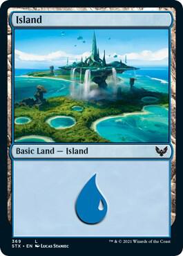 Island (369) card from Strixhaven: School of Mages