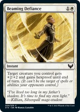 Beaming Defiance card from Strixhaven: School of Mages