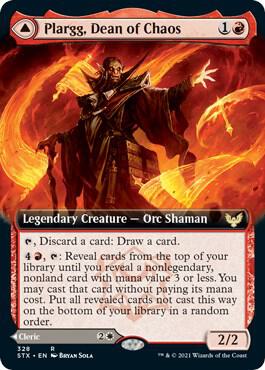 Plargg, Dean of Chaos (Extended Art) card from Strixhaven: School of Mages
